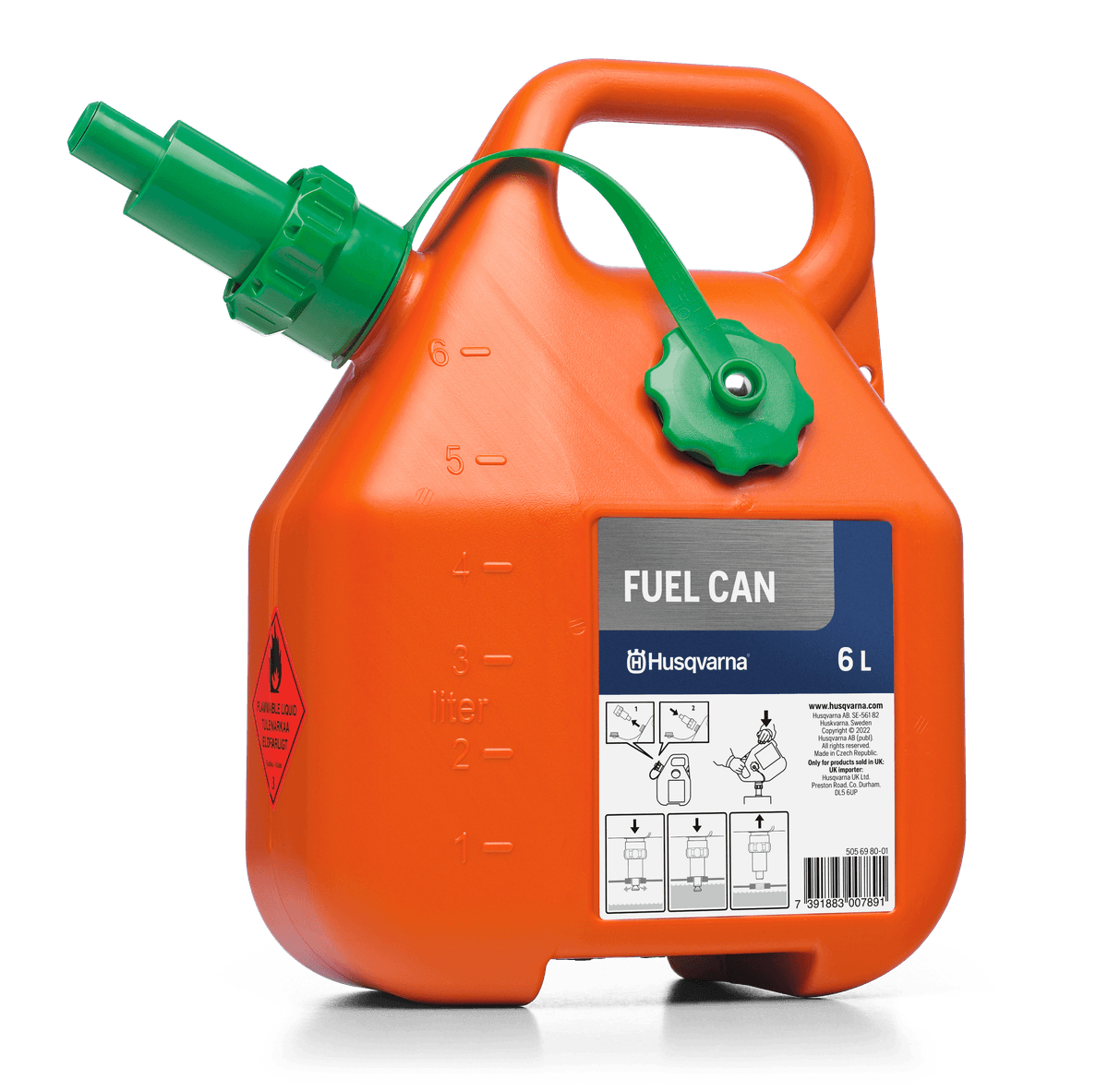 Kanystr na benzín, 6 l, oranžový - obrázek 1