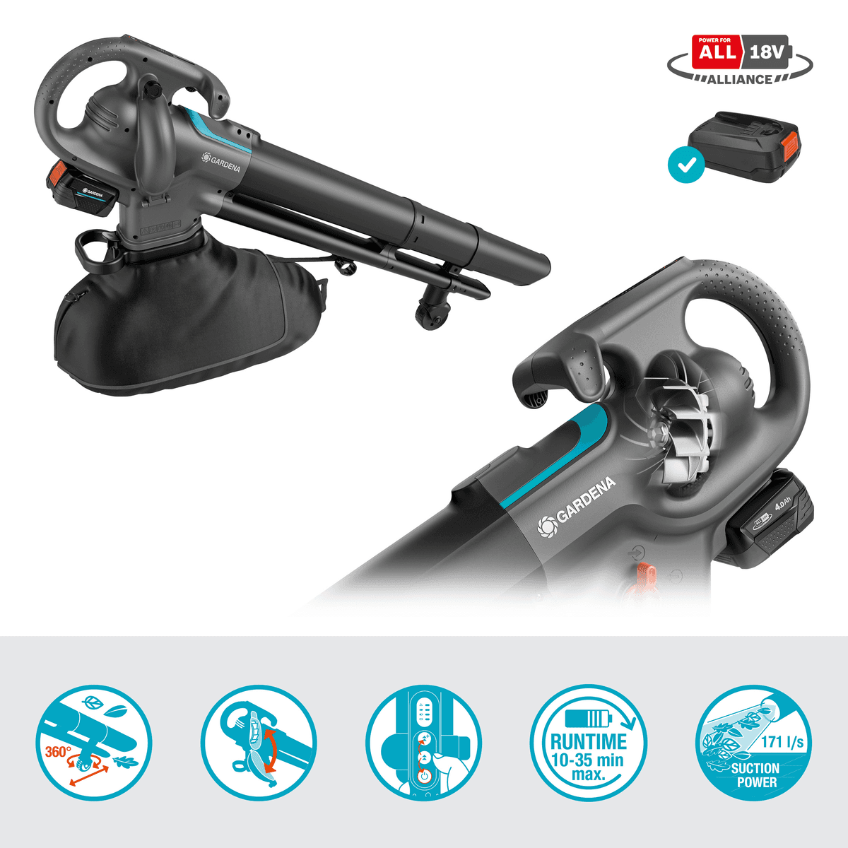 Akumulátorový vysavač/foukač PowerJet Collect 18V P4A set — ilustrace 6